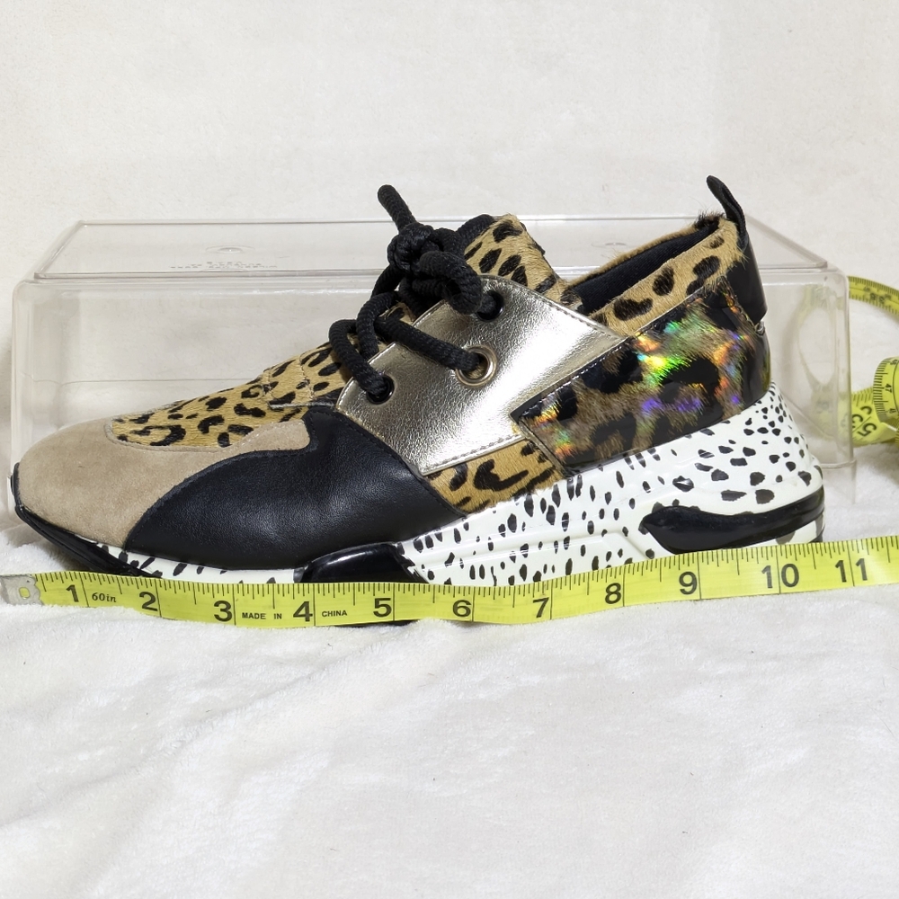 STEVE MADDEN Cliff Sneaker Leather‎ Animal Print Platform Athleisure Sz 8.5 - Picture 9 of 10